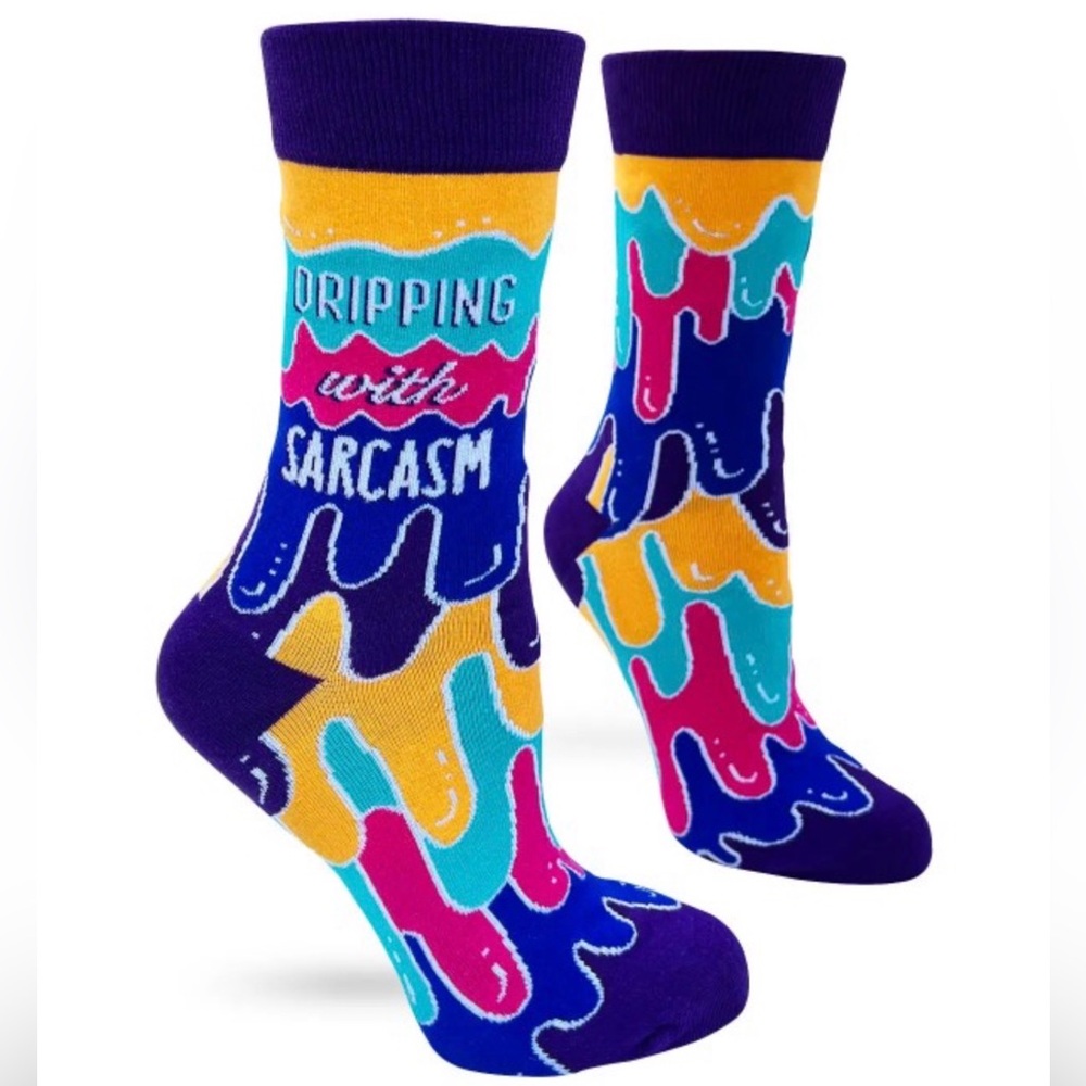 •Dripping Sarcasm• Funny Novelty Crew Socks - Picture 1 of 3